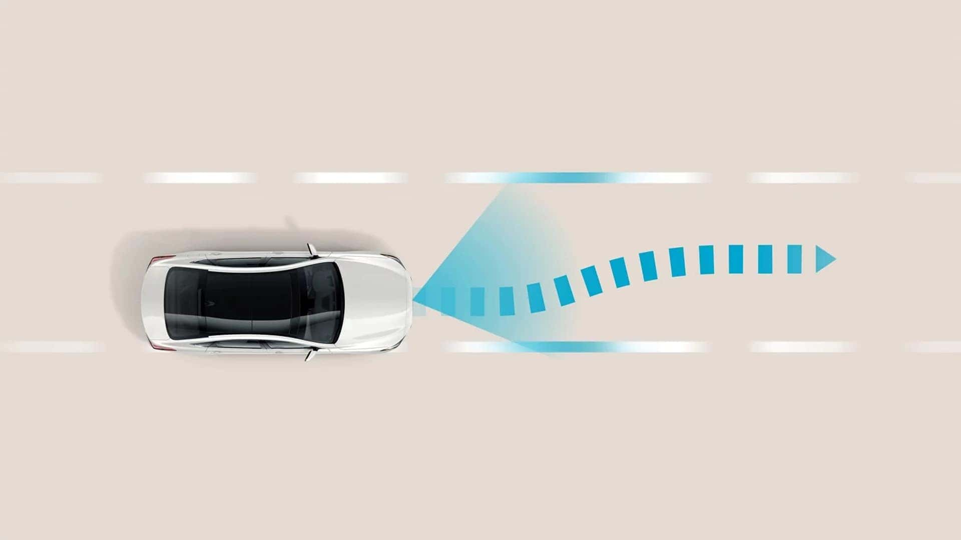 Safety graphic showing a 2026 Hyundai Venue using forward sensing technology, illustrating driver assist awareness on the road