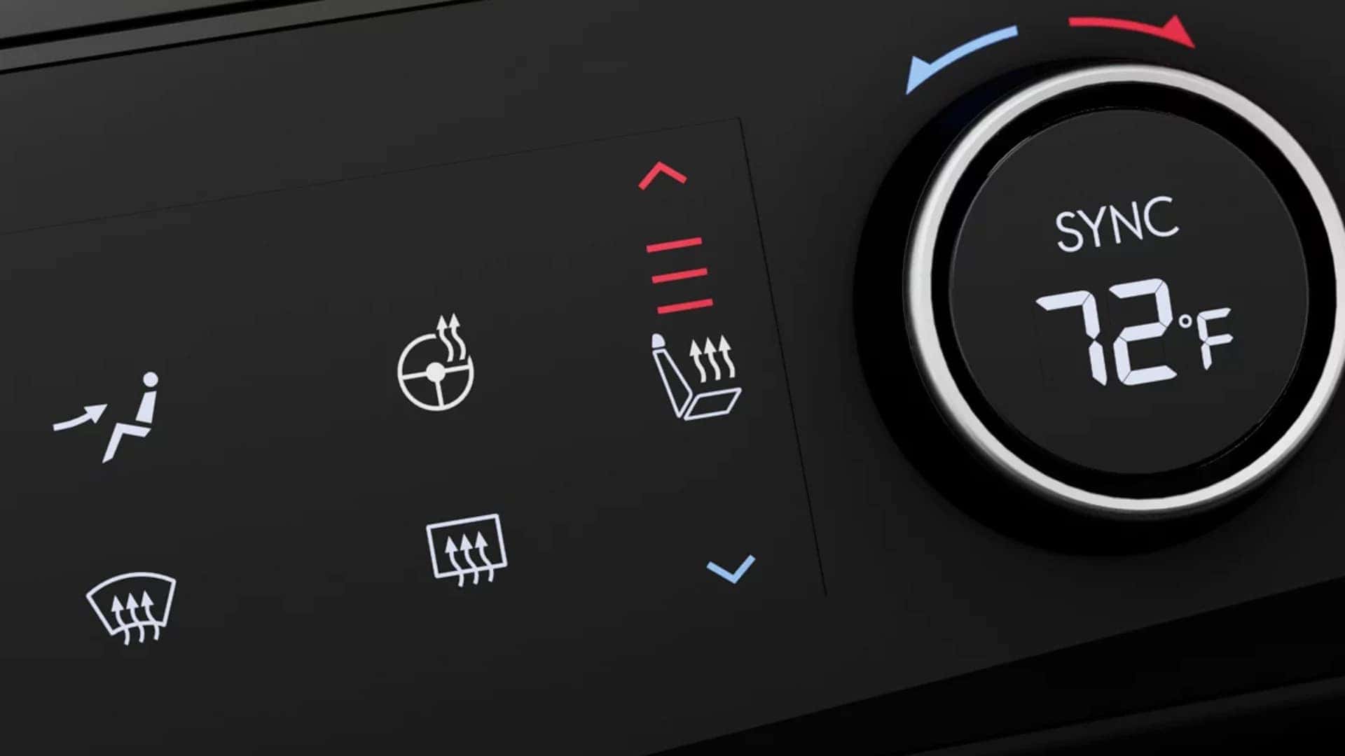 Close up of climate control system in the 2026 Hyundai Sonata Hybrid showing heated seat settings and dual zone temperature adjustment