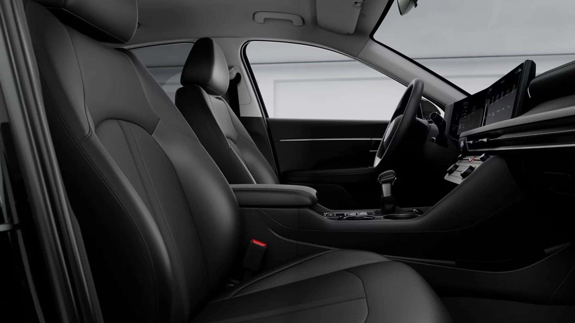 Side view of the 2026 Hyundai Sonata front seats and center console highlighting cabin materials and interior trim design.