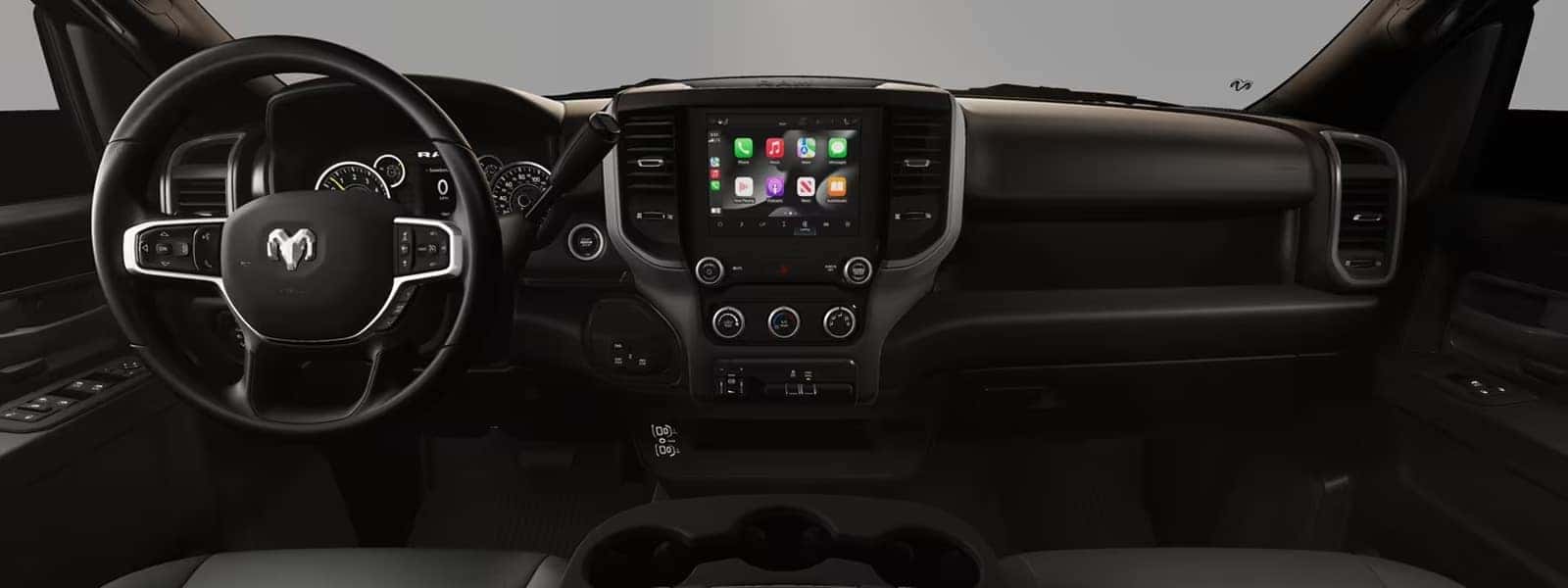 2026 RAM 2500 dashboard technology layout with digital driver display and center infotainment touchscreen