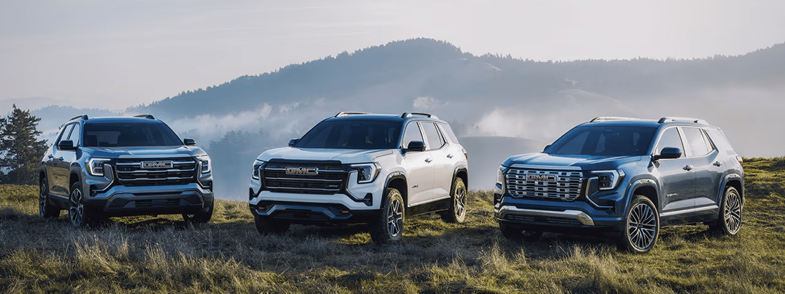 2026 GMC Terrain lineup parked on a grassy overlook