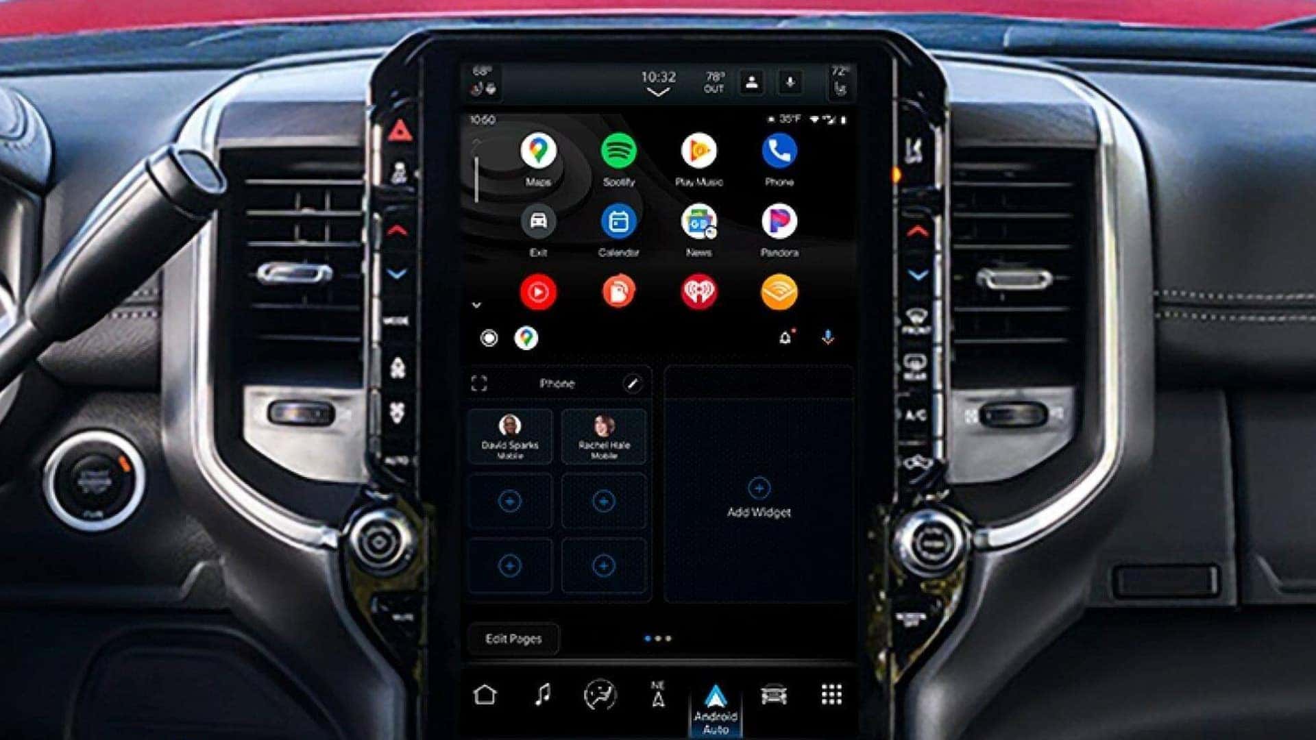 14.5-inch touchscreen infotainment display inside the 2026 RAM 3500 interior with Uconnect interface
