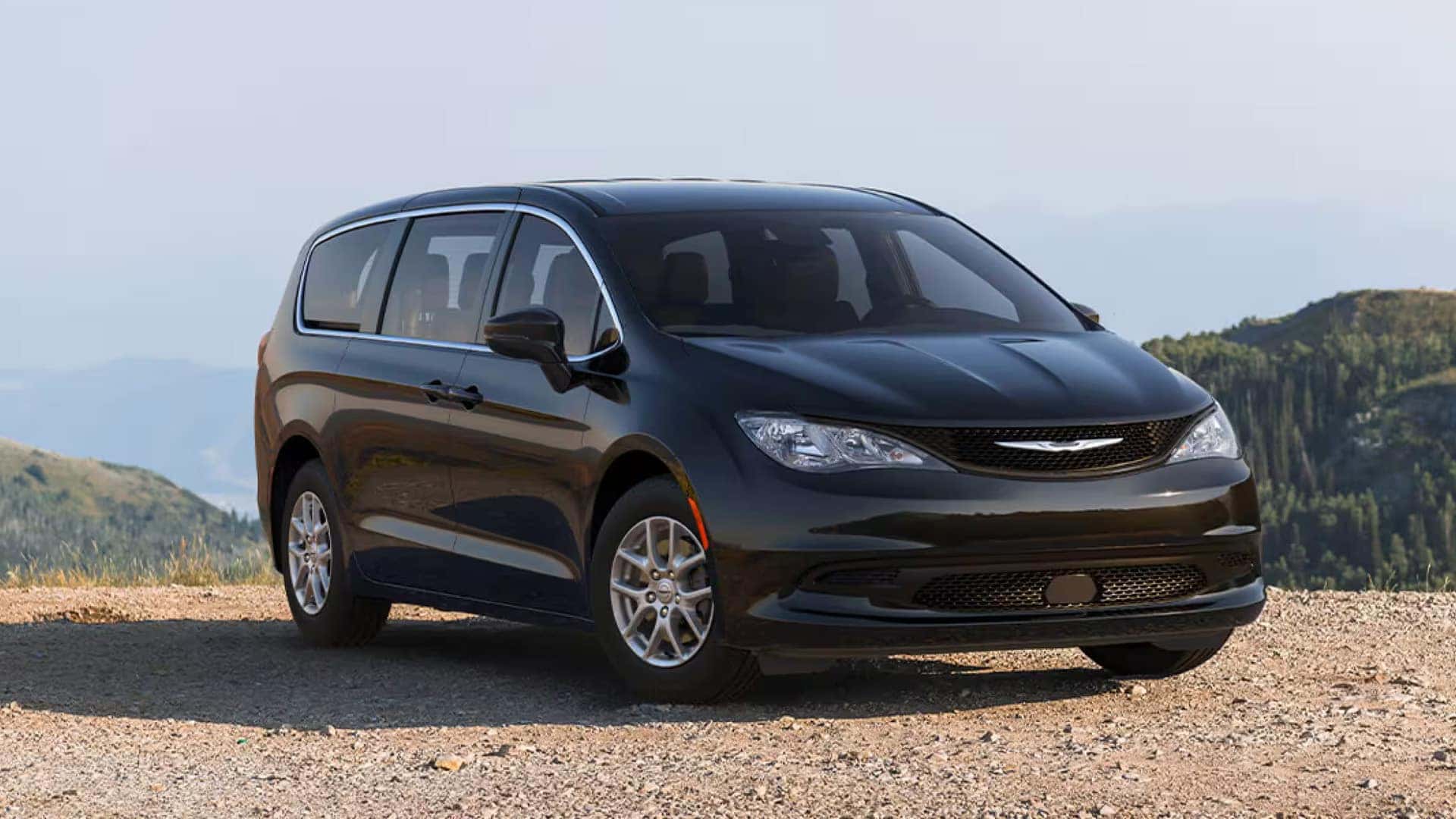 Black 2026 Chrysler Voyager parked outdoors showing front fascia, grille, and overall exterior stance