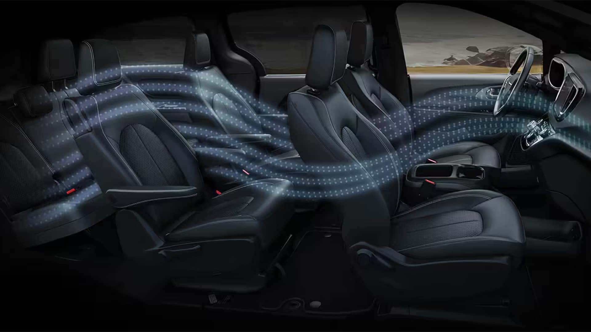 Expanded cargo area inside the 2026 Chrysler Voyager with rear seats folded flat using Stow ’n Go seating