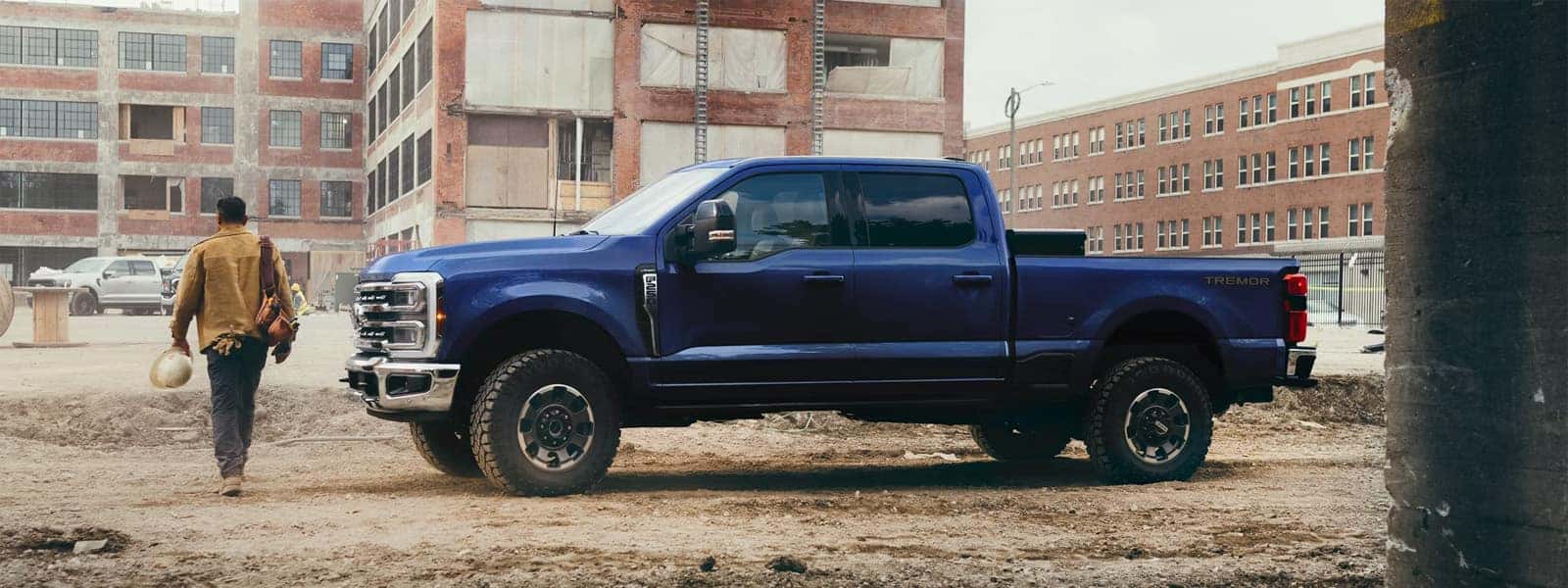 2026 Ford F-350 Super Duty Tremor parked at an active construction site, side profile