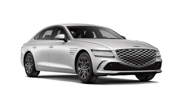 2026 Genesis G80 2.5T sedan in white, front three quarter view
