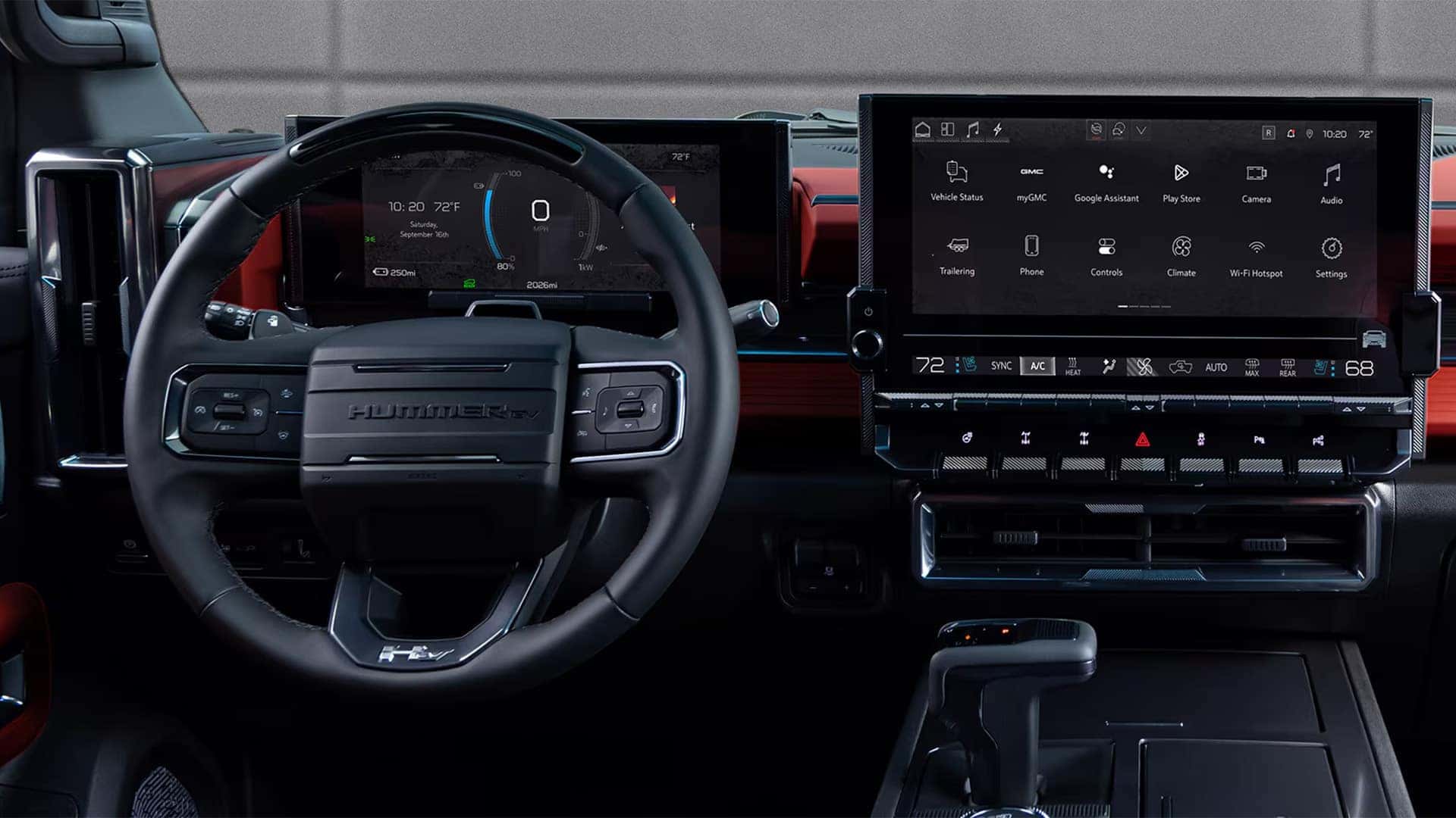 2026 GMC HUMMER EV SUV digital dashboard with 12.3-inch driver display and 13.4-inch touchscreen infotainment system