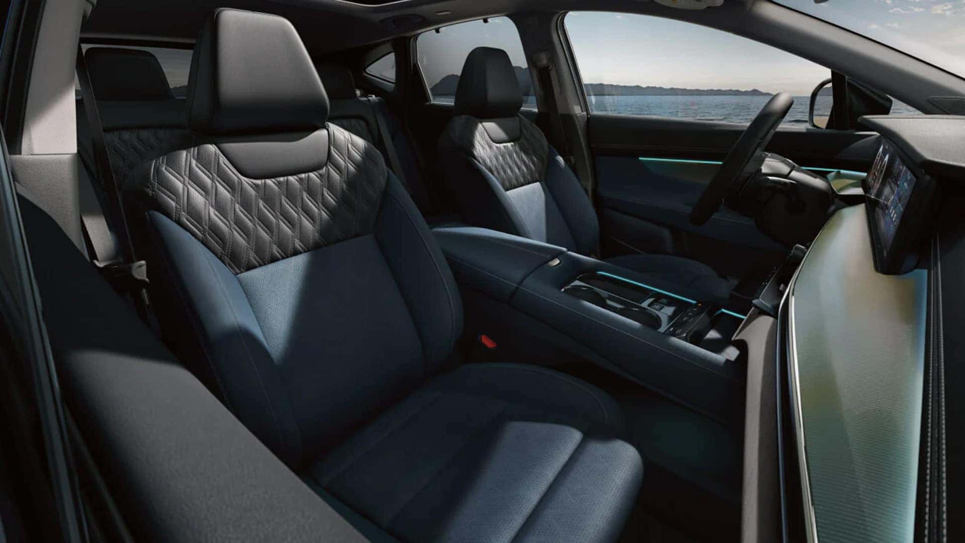 2026 Nissan Murano interior with quilted leather front seats and center console view