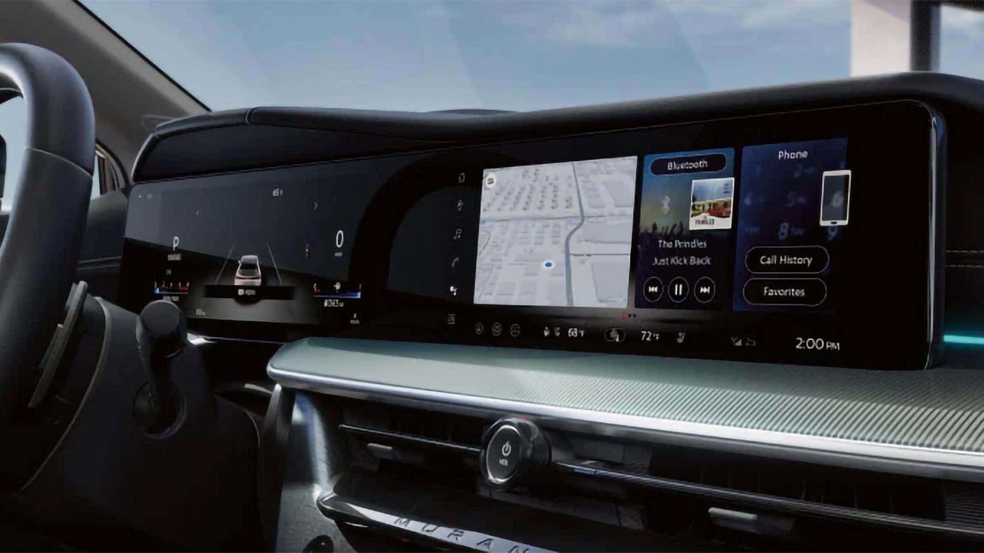 2026 Nissan Murano dual 12.3-inch displays showing digital gauges, navigation, and infotainment controls