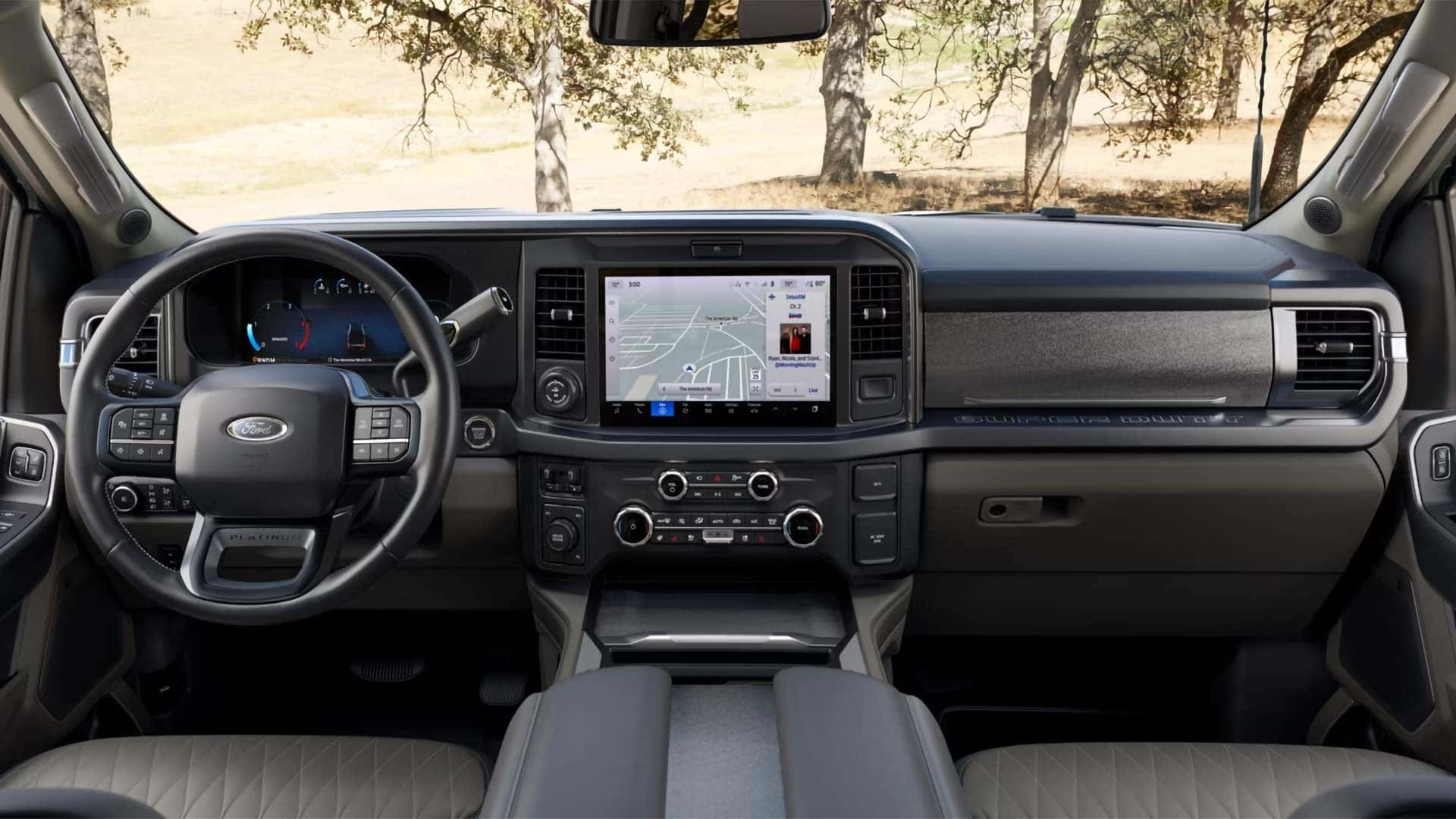 Dashboard of the 2026 Ford F-350 Super Duty featuring SYNC 4 touchscreen, digital instrument cluster, and driver-focused controls