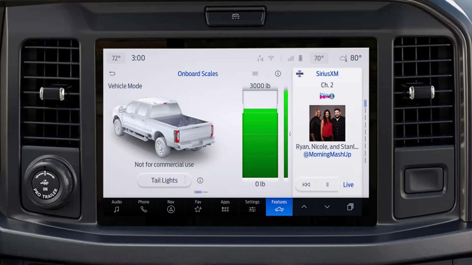 2026 Ford F-350 Super Duty showing Onboard Scales display on the center touchscreen