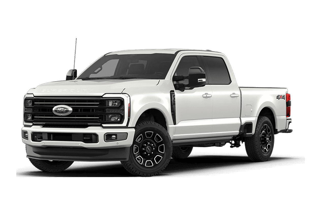2026 Ford F-350 Super Duty Platinum crew cab pickup truck in white, front three quarter view