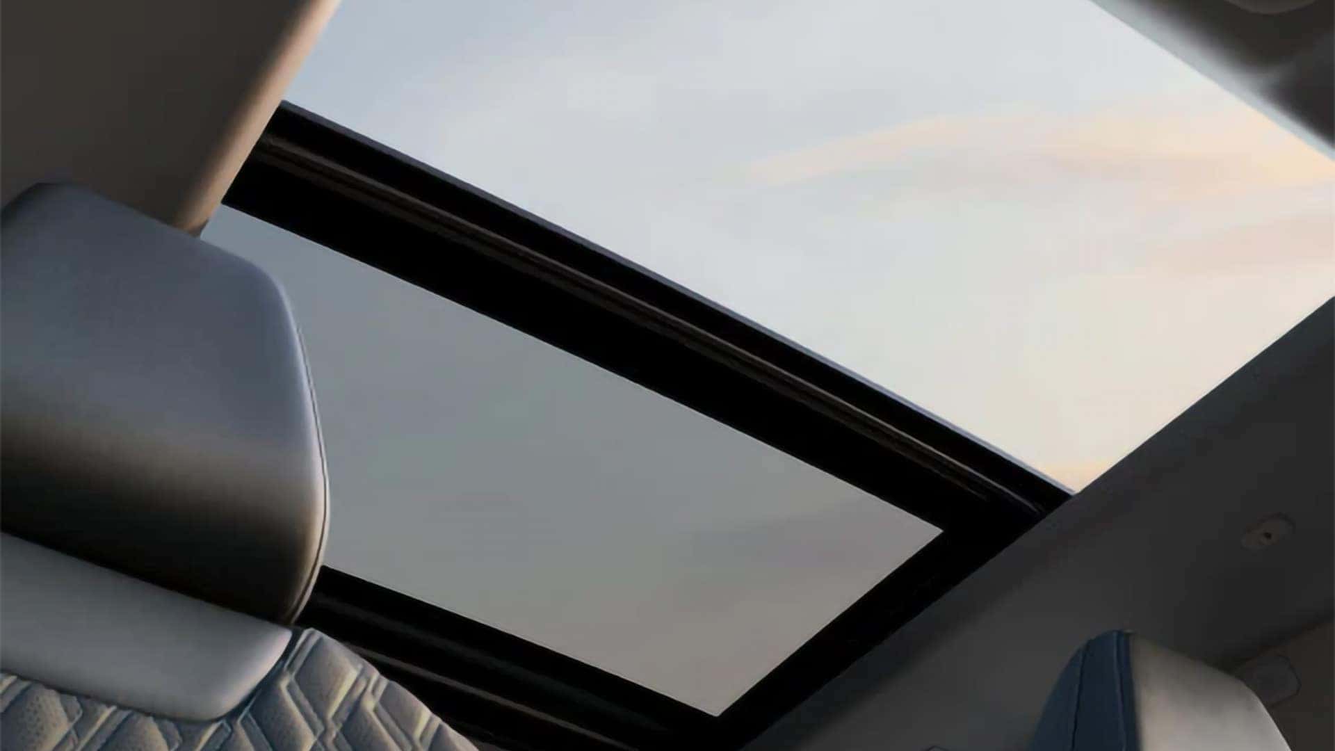 Interior view of 2026 Nissan Murano panoramic moonroof bringing natural light into the cabin