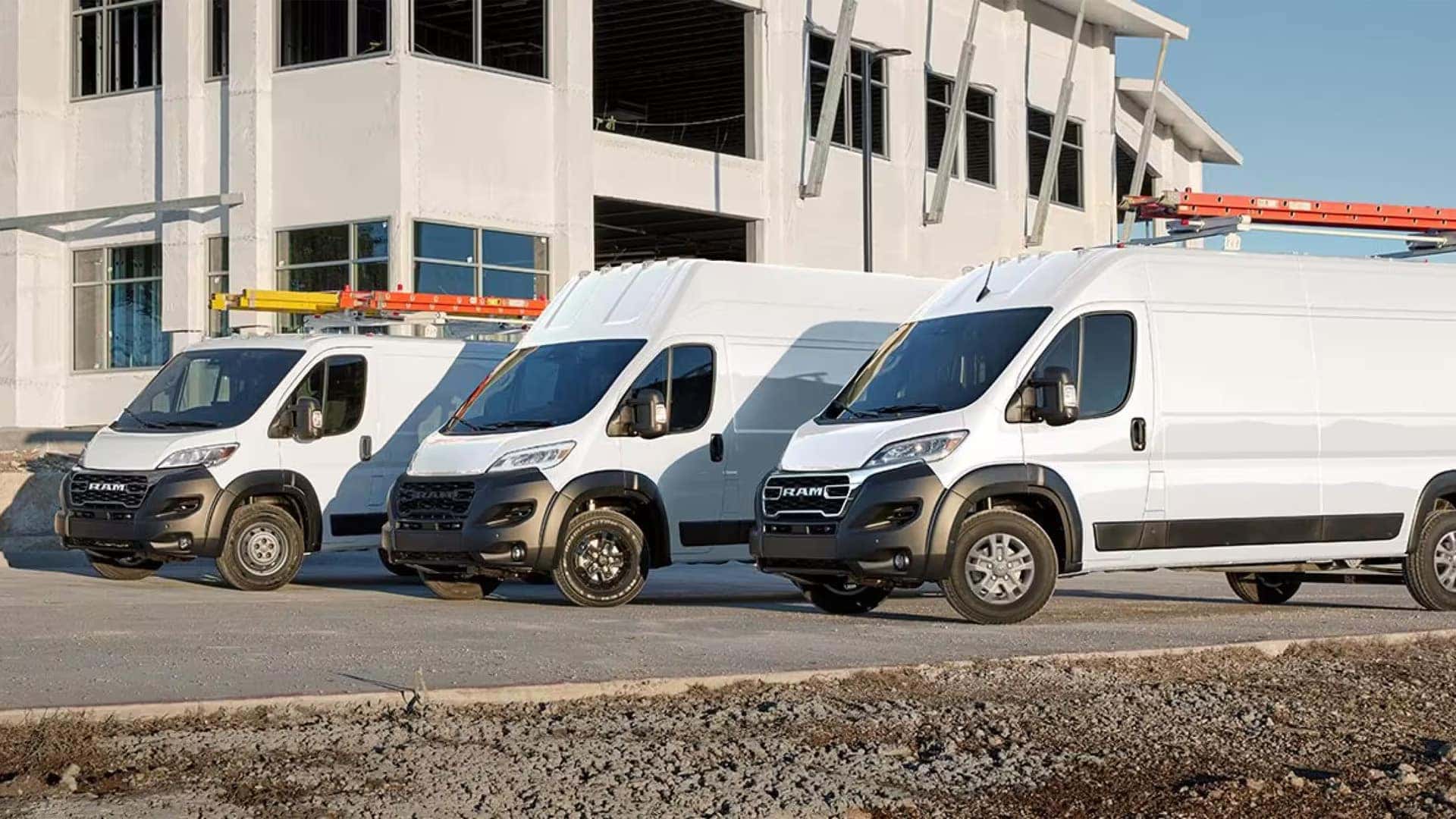 2026 RAM ProMaster Cargo Van lineup showing multiple van configurations and trim options