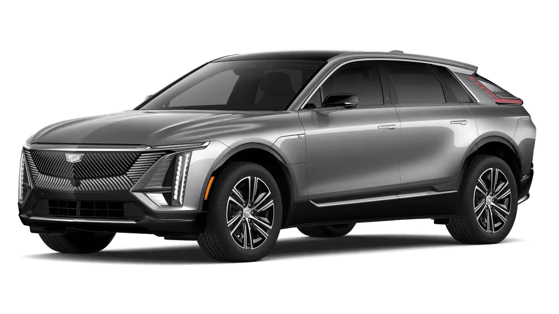 2026 Cadillac LYRIQ Luxury electric SUV in silver, driver side front three quarter view