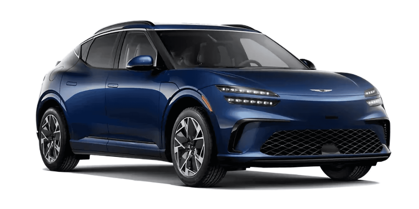 2026 Genesis GV60 AWD electric SUV in blue, front three quarter view