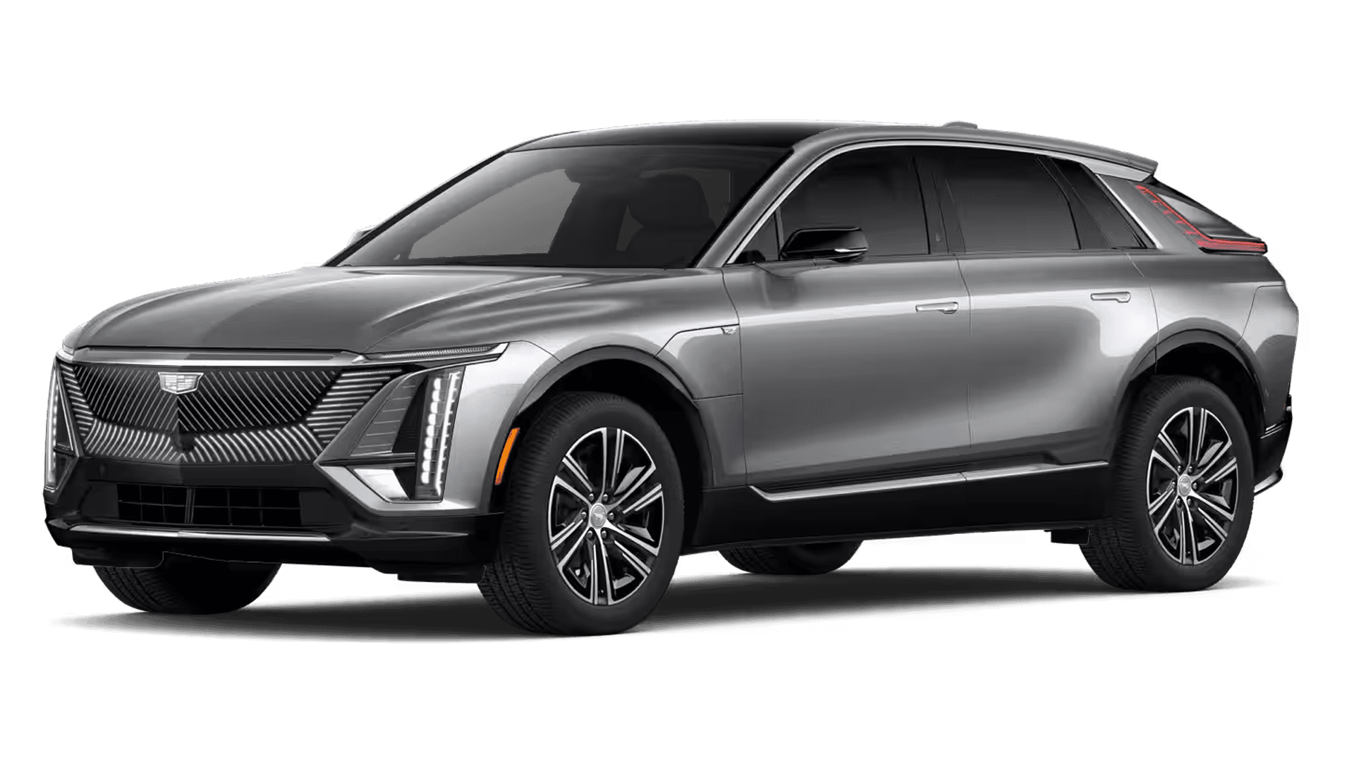 2026 Cadillac LYRIQ Premium Luxury electric SUV in gray, driver side front three quarter view