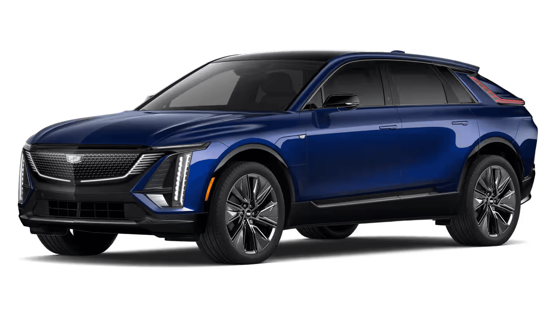 2026 Cadillac LYRIQ Signature Sport electric SUV in gray with dark sport trim, front three quarter view