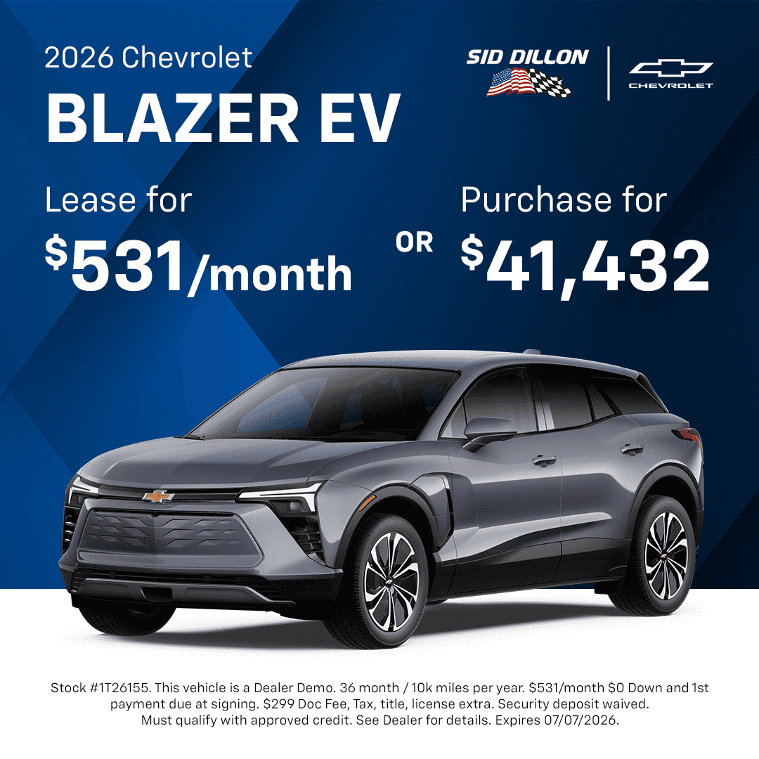 2026 Chevrolet Blazer EV June offer with $531 per month lease or $41,432 purchase price