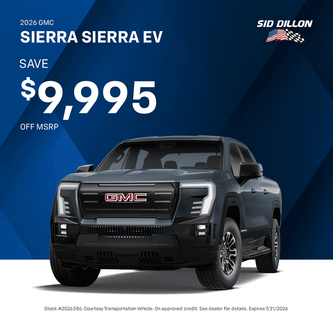 2026 GMC Sierra EV Elevation Standard Range July offer with $9,995 off MSRP at Sid Dillon Buick GMC of Fremont, stock number 2G26386