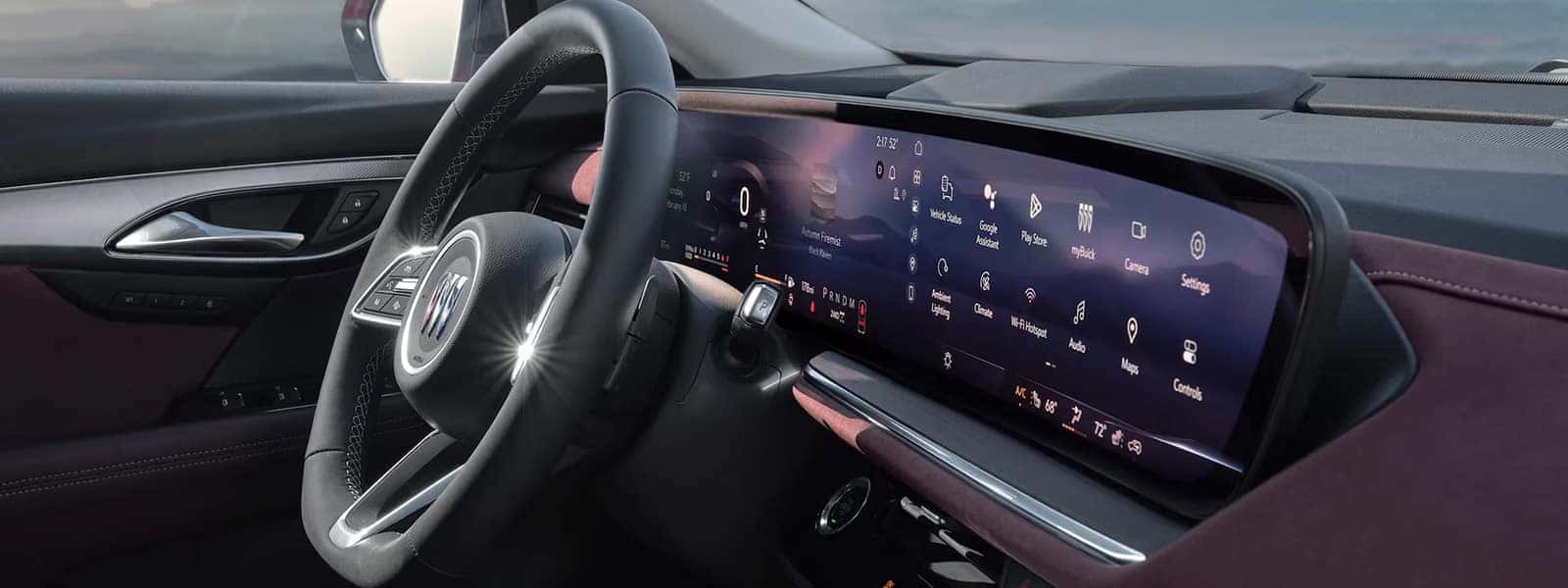 2026 Buick Envision interior with steering wheel and ultrawide 30-inch diagonal digital display