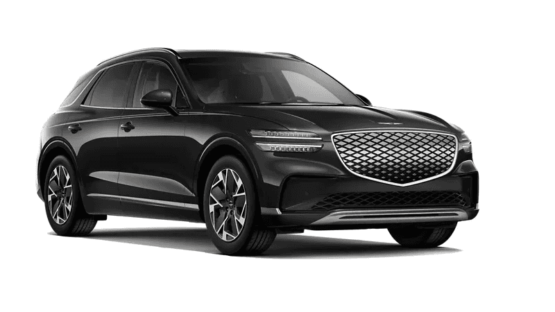 Black 2026 Genesis Electrified GV70 AWD luxury electric SUV, front three-quarter view