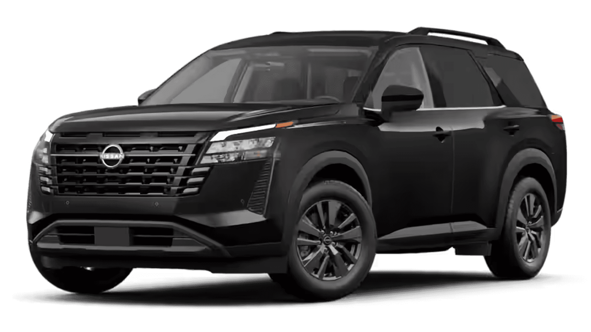 Black 2026 Nissan Pathfinder SV exterior in a front three-quarter view
