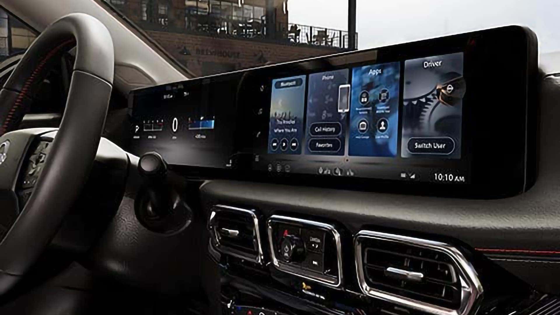 Available dual 12.3-inch displays in the 2026 Nissan Sentra showing vehicle and infotainment controls