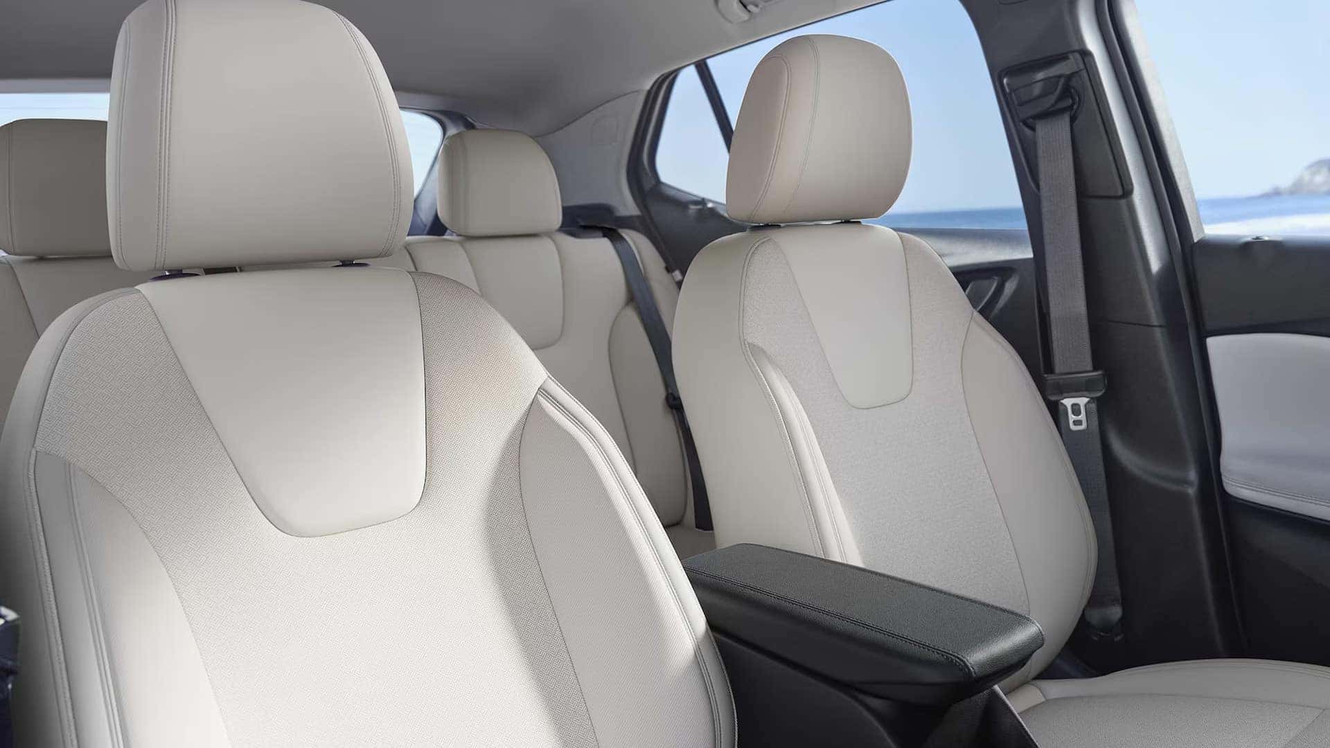 Light-colored front and rear seating inside the 2026 Buick Encore GX