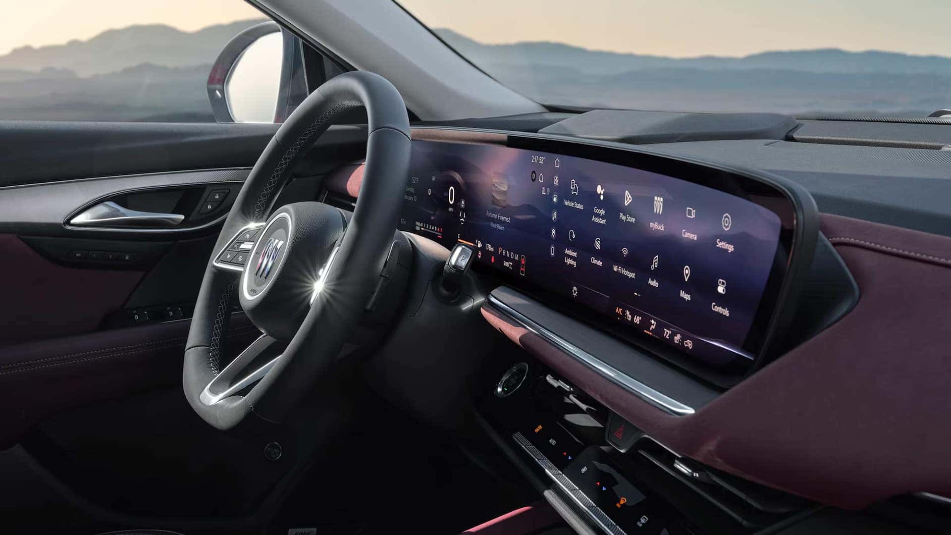 2026 Buick Envision driver area with ultrawide 30-inch diagonal display and Google built-in apps