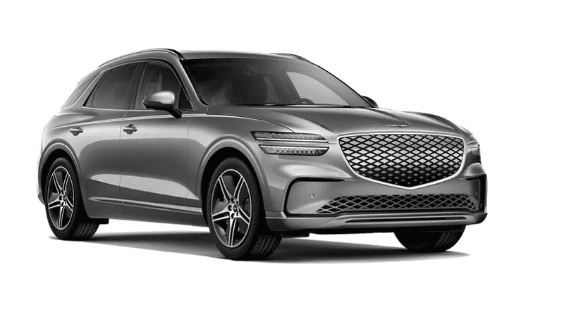 Silver 2026 Genesis Electrified GV70 Advanced AWD electric luxury SUV, front three-quarter view
