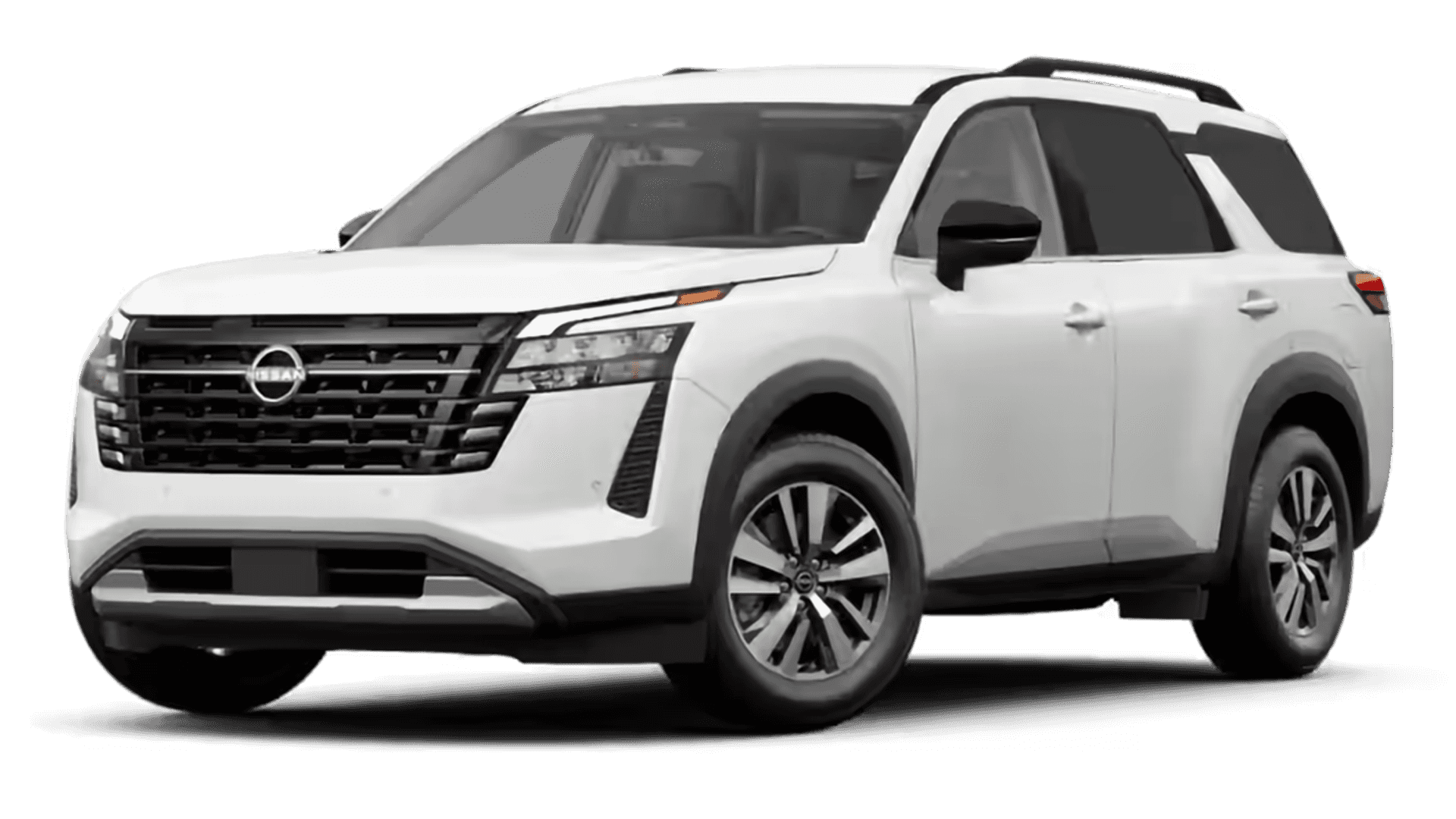 White 2026 Nissan Pathfinder SL exterior in a front three-quarter view