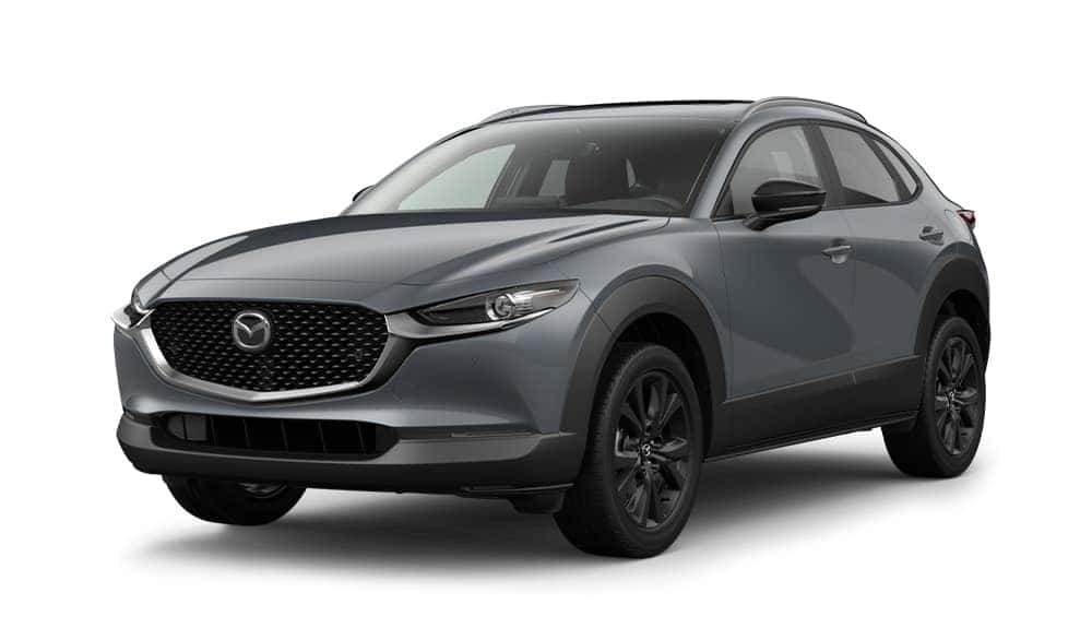Polymetal Gray 2026 Mazda CX-30 2.5 S Carbon Edition shown from the front three-quarter angle