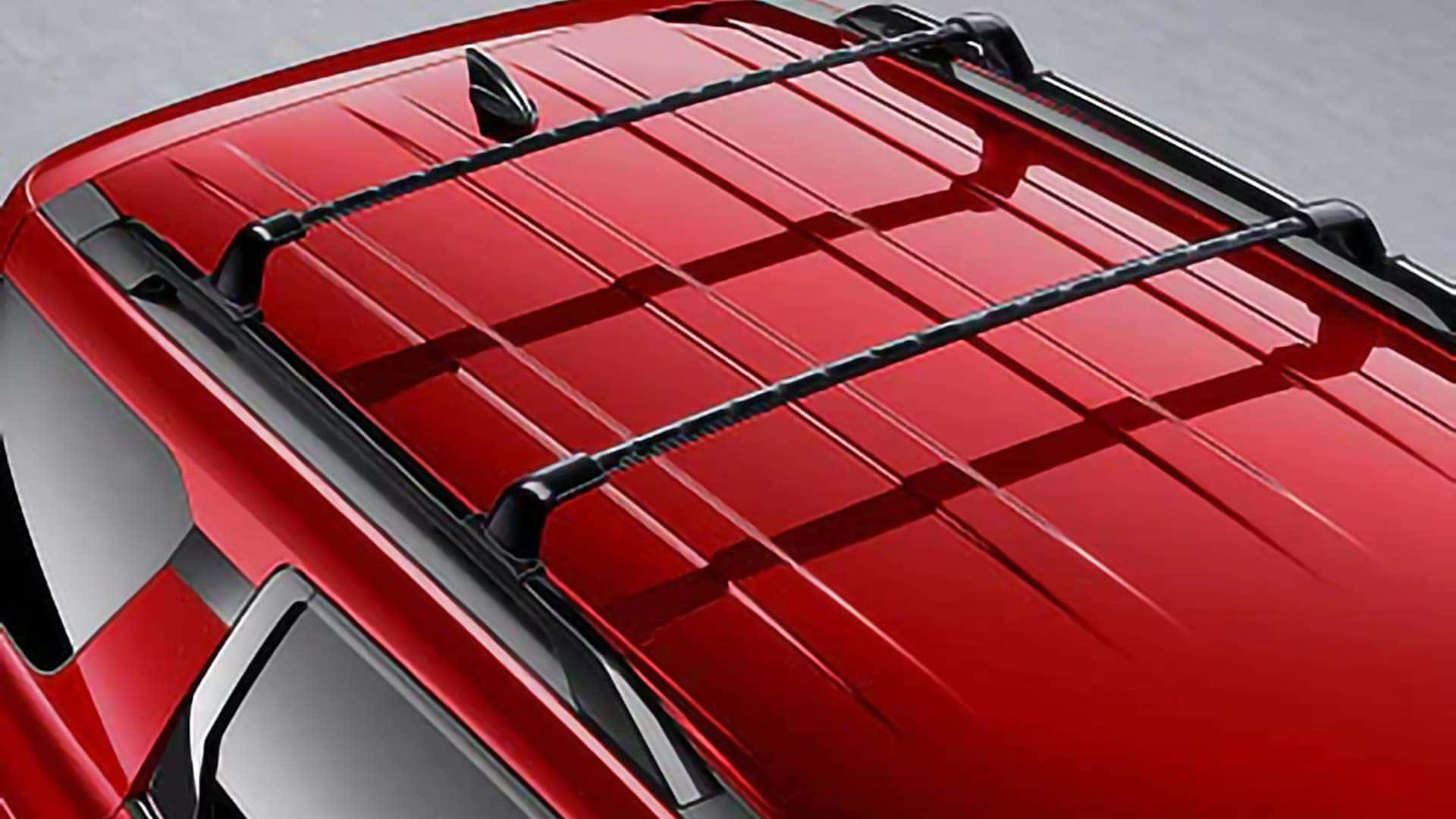 Overhead view of the 2026 Nissan Pathfinder roof rails and adjustable crossbars
