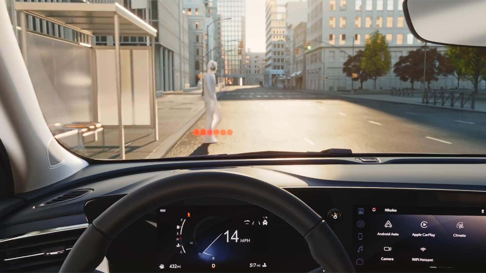 2026 Buick Encore GX Front Pedestrian Braking detecting a pedestrian near the roadway