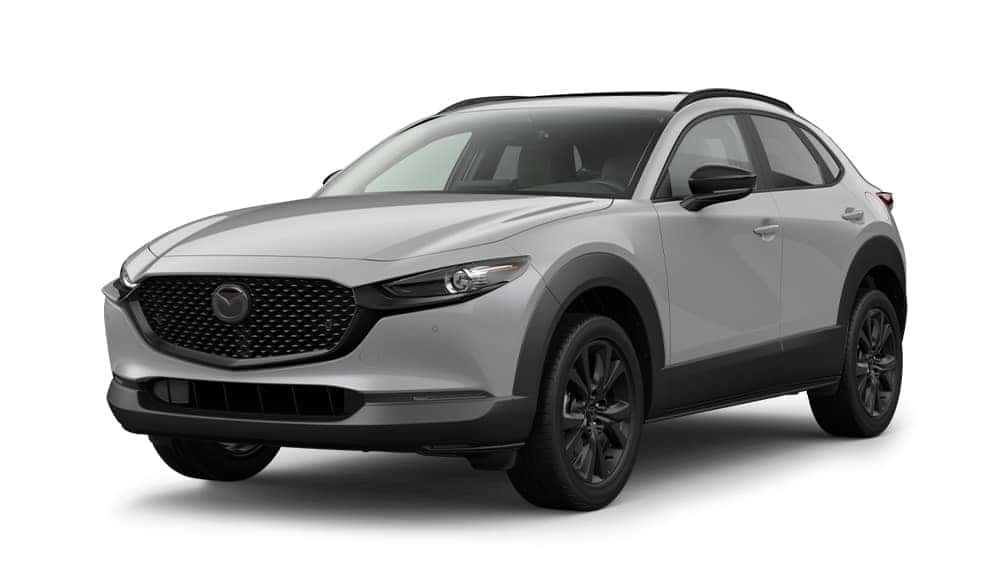 Silver 2026 Mazda CX-30 2.5 S Aire Edition shown from the front three-quarter angle