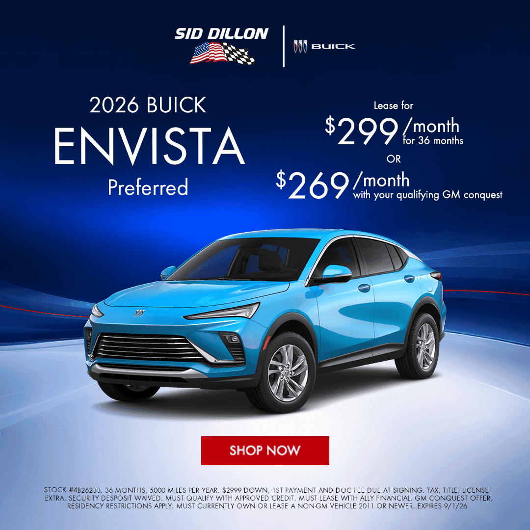 August 2026 Buick Envista Preferred lease offer at Sid Dillon Buick of Lincoln with GM Conquest savings