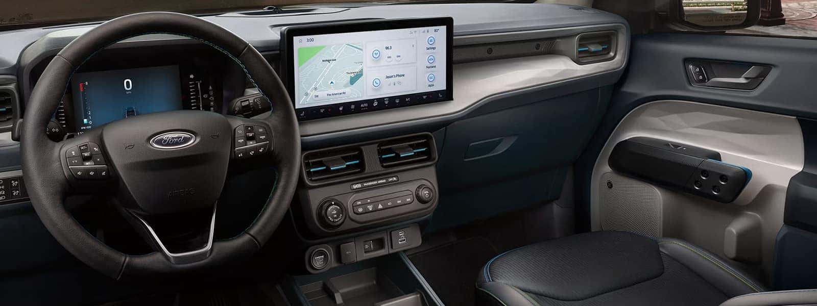 2026 Ford Maverick dashboard with digital instrument cluster and center touchscreen