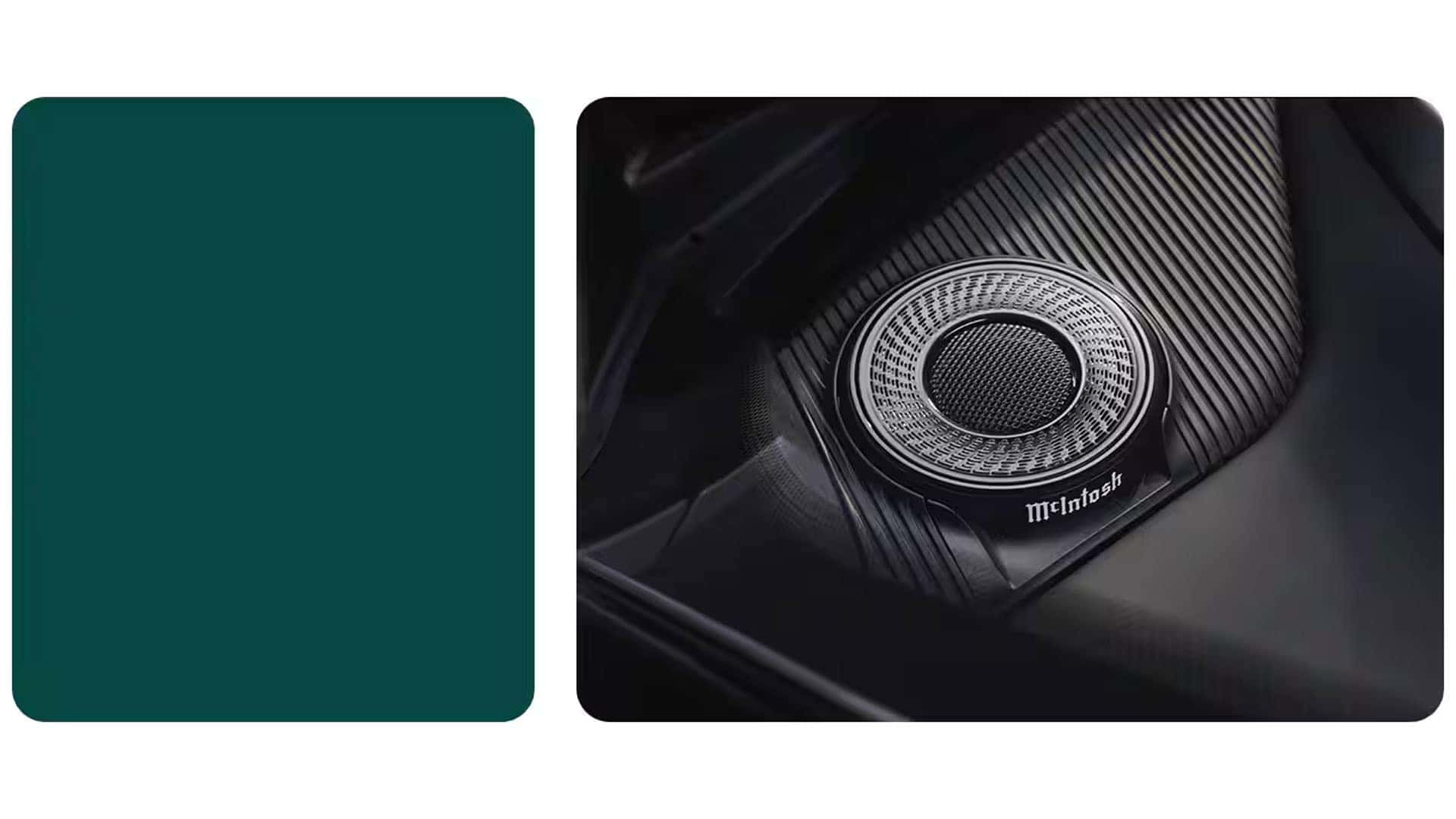 2026 Jeep Grand Wagoneer close-up of a McIntosh speaker mounted in a dark textured interior panel.