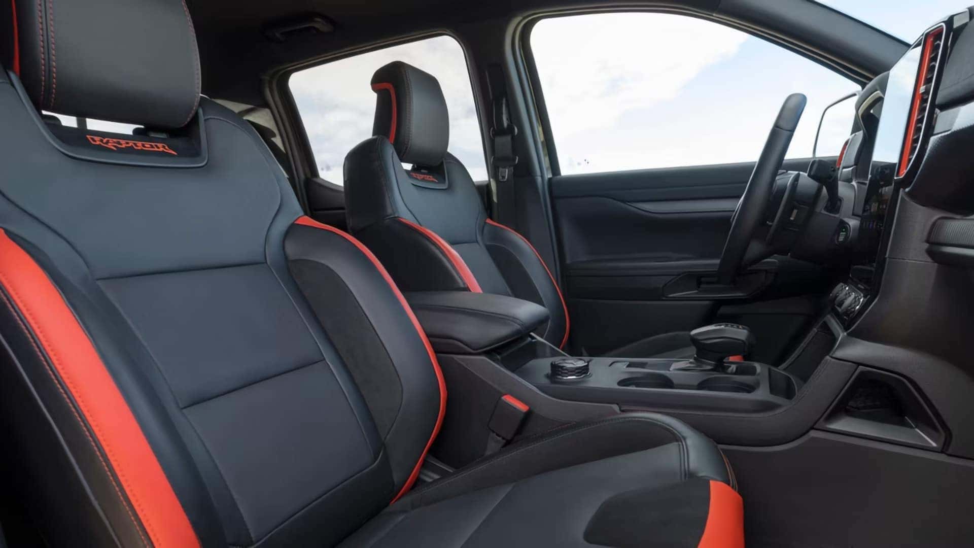 Front seats and dashboard inside a 2026 Ford Ranger
