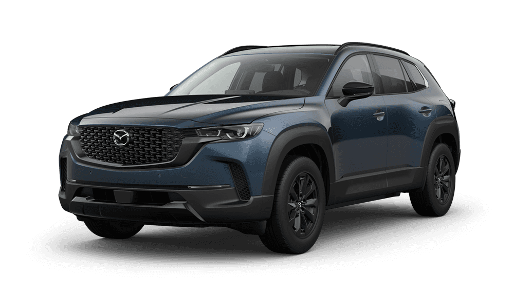 Blue 2026 Mazda CX-50 Hybrid Premium shown from the front three-quarter angle