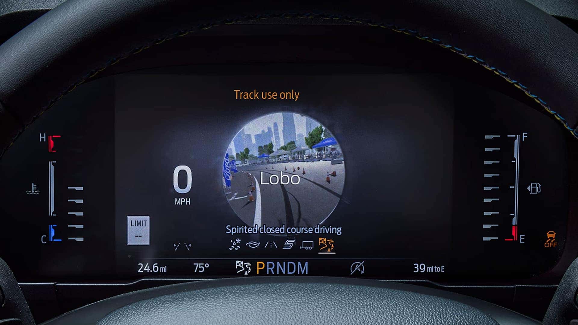 Ford Maverick Lobo instrument cluster displaying Lobo drive mode