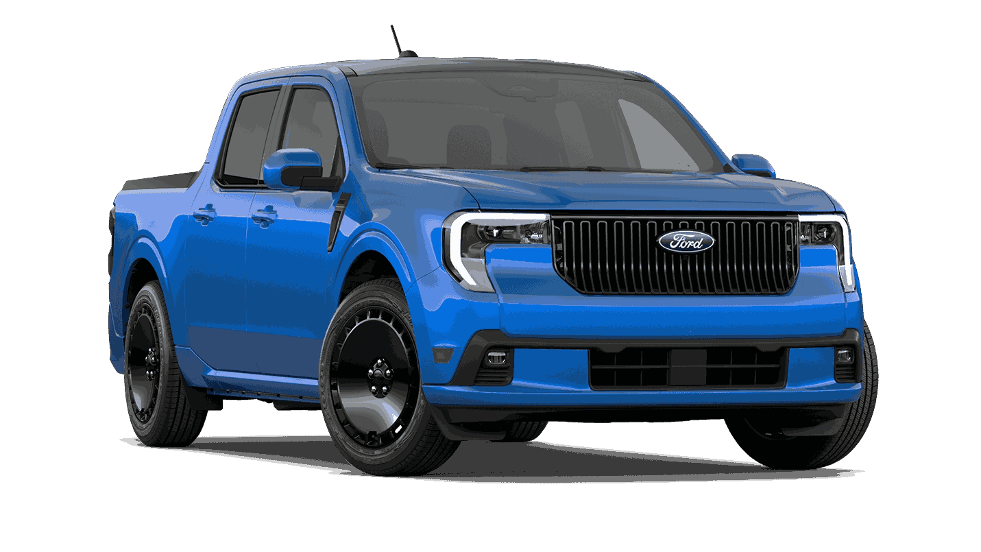 Blue 2026 Ford Maverick Lobo, front three-quarter view