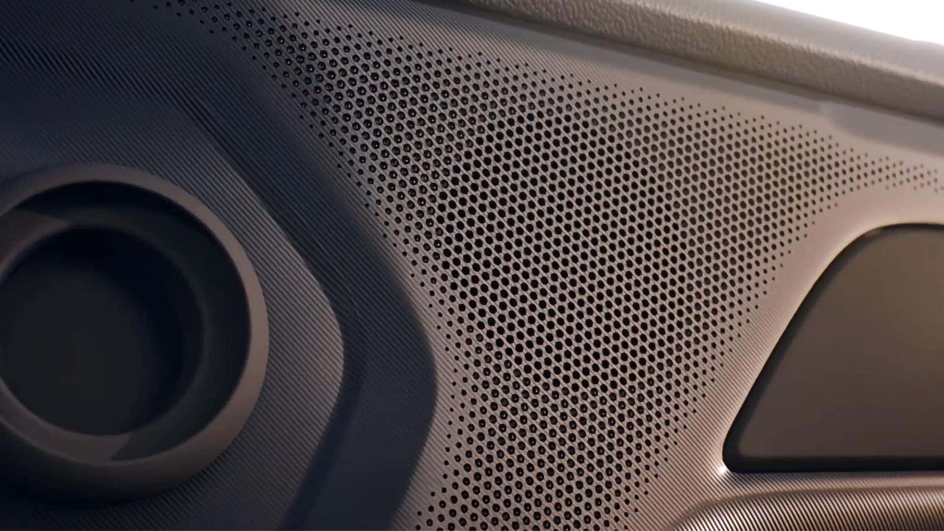 Close-up of premium speaker grille inside the 2026 Ford Mustang