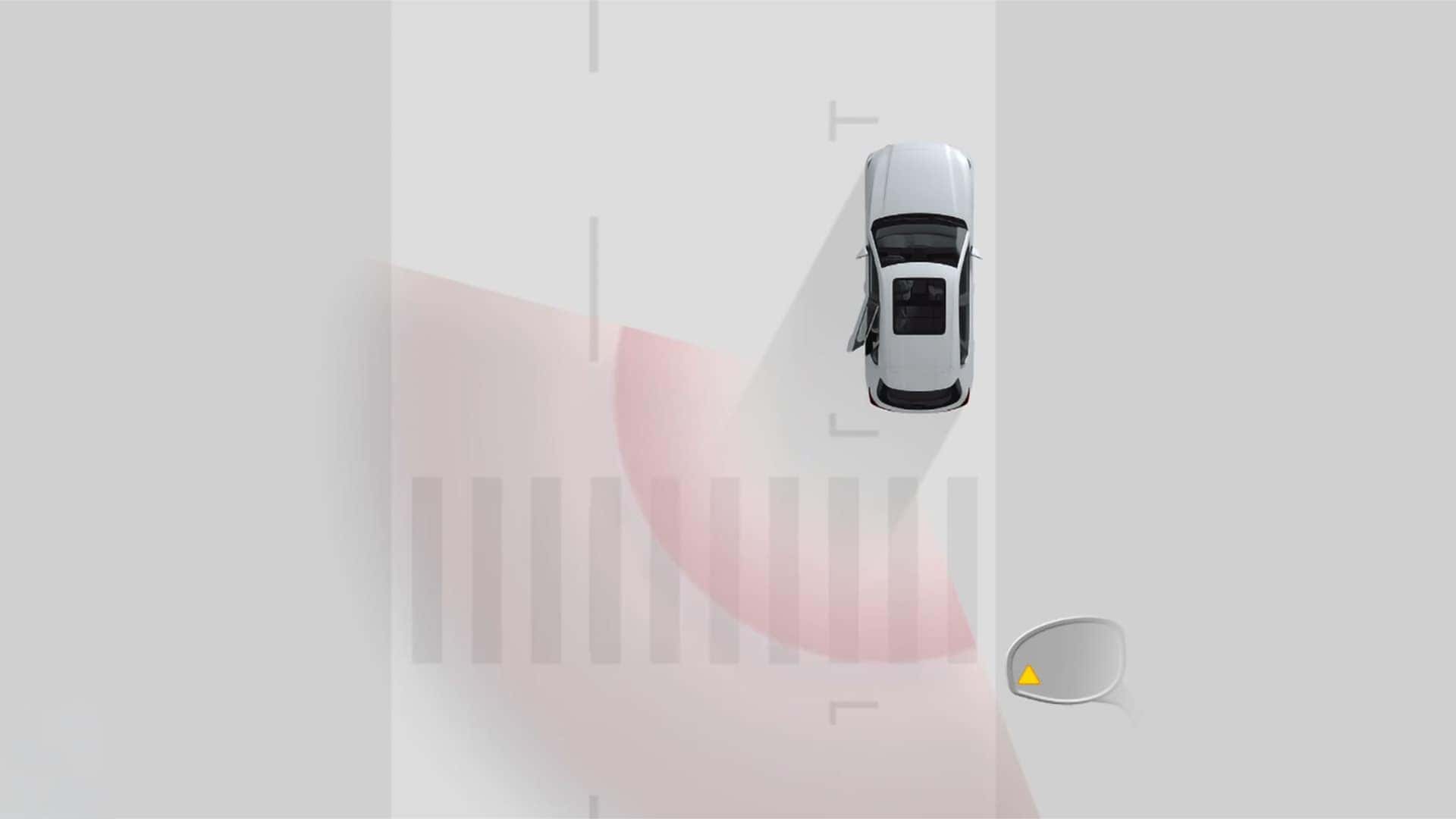Blind Spot Monitoring graphic showing a vehicle approaching the 2026 Mazda CX-70 PHEV