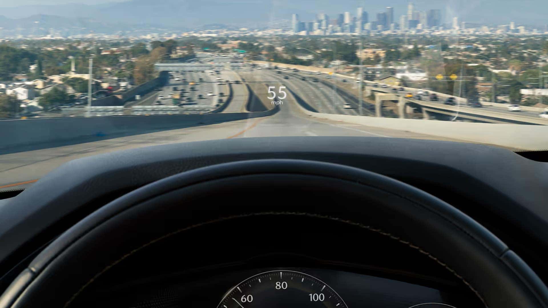Active Driving Display showing vehicle speed in the 2026 Mazda CX-70 PHEV
