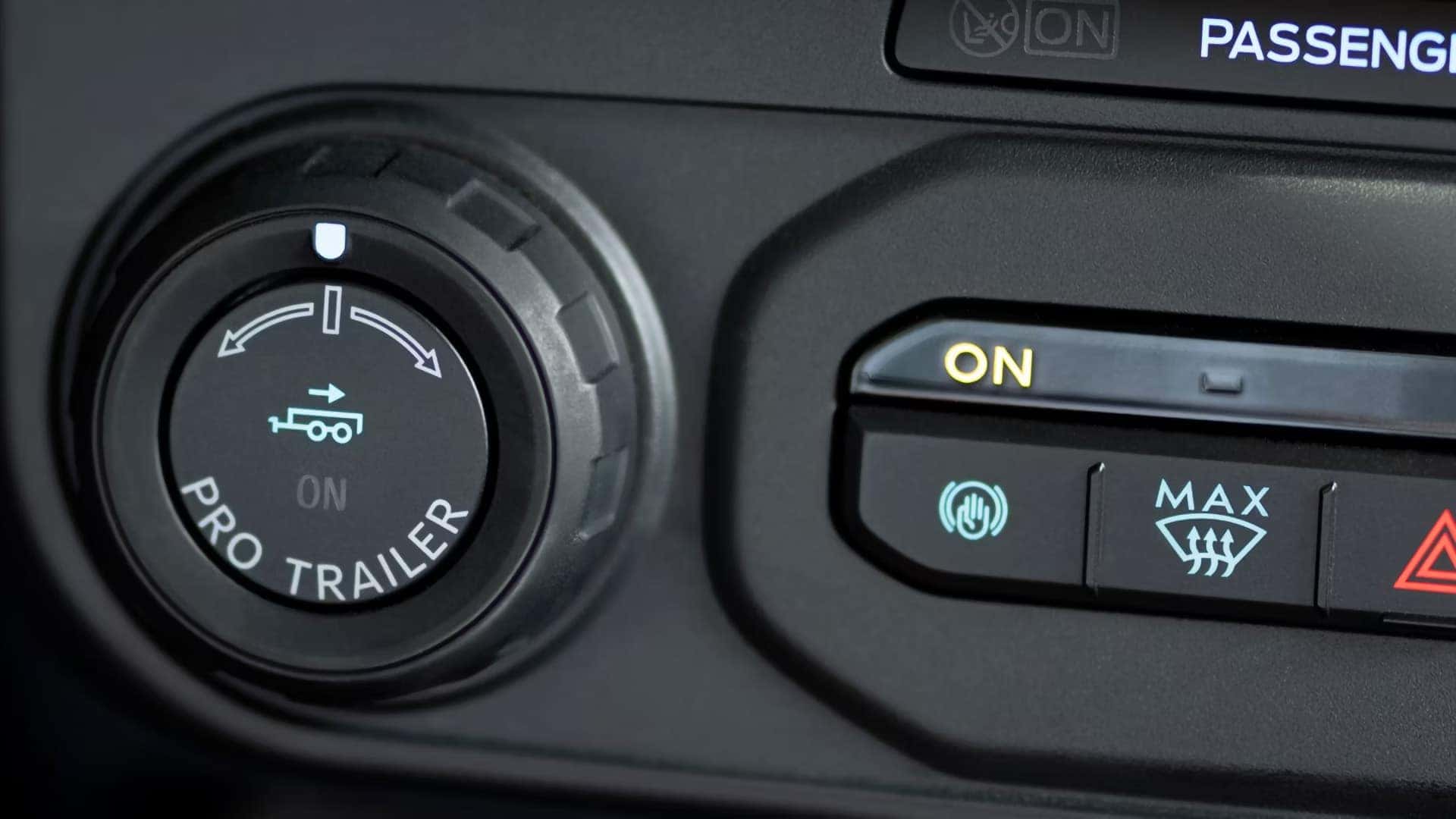 Close-up of the Ford Maverick Pro Trailer Backup Assist control
