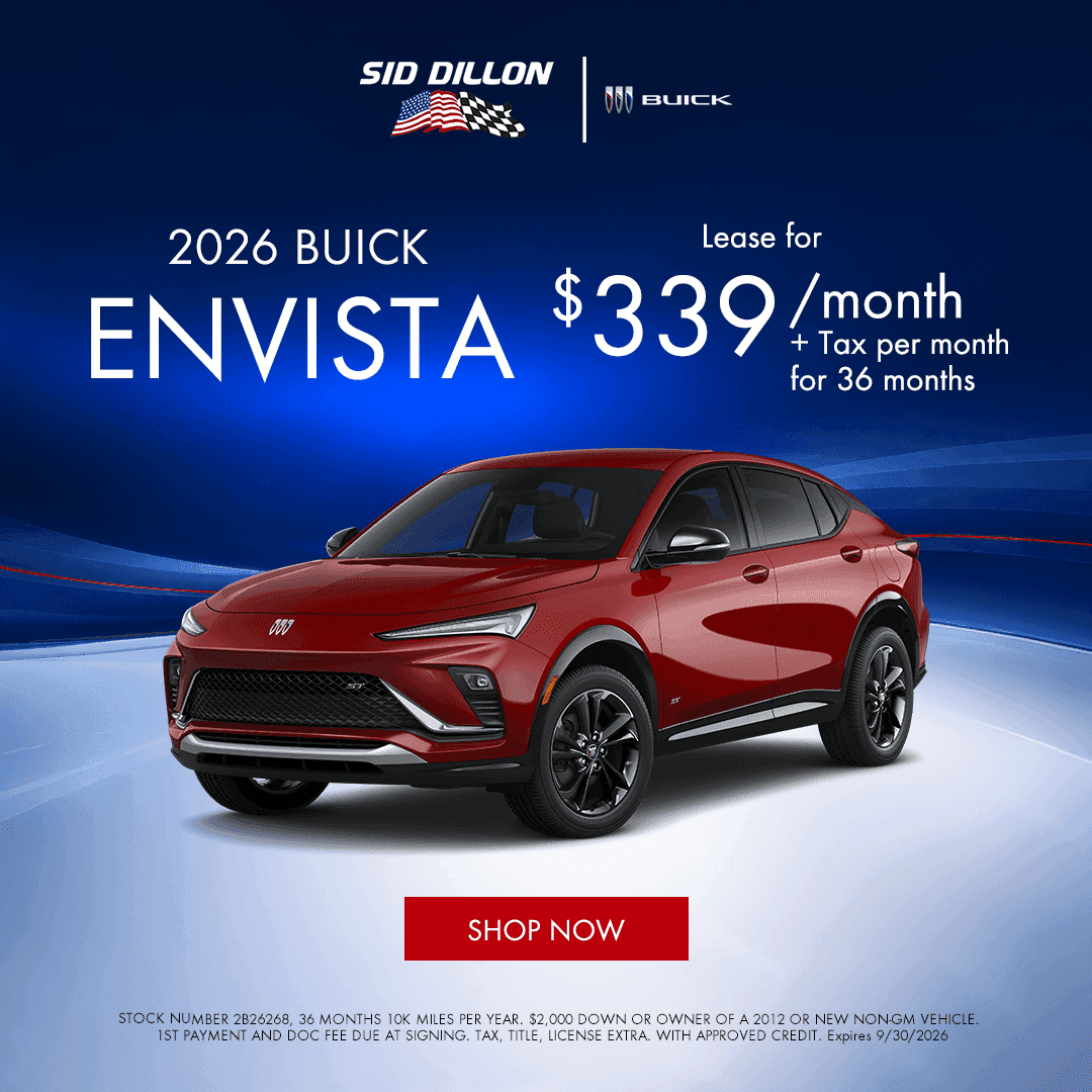 September lease offer on a 2026 Buick Envista for $339 per month in Fremont, NE
