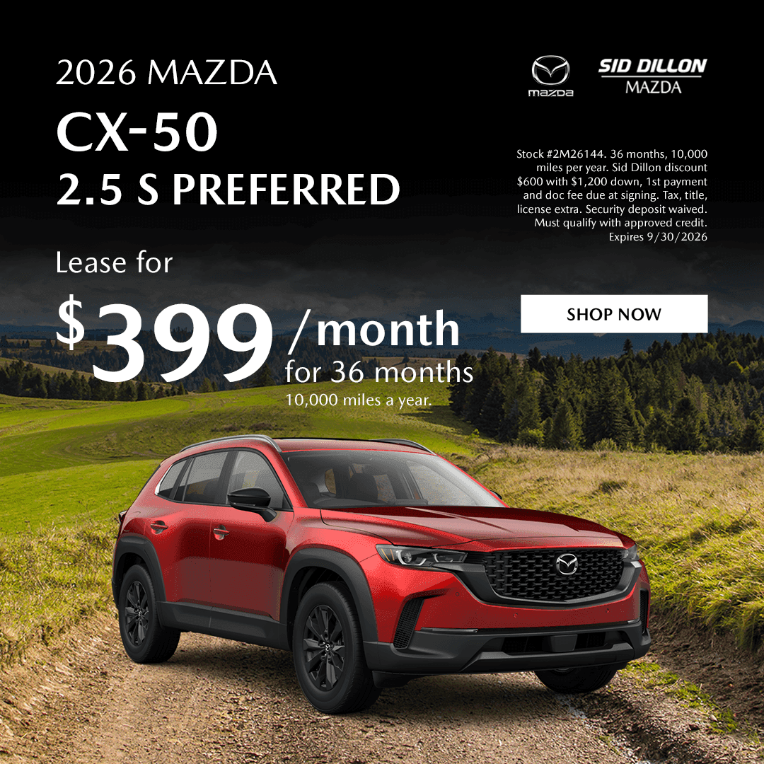 Red 2026 Mazda CX-50 2.5 S Preferred AWD available to lease for $399 per month in Fremont