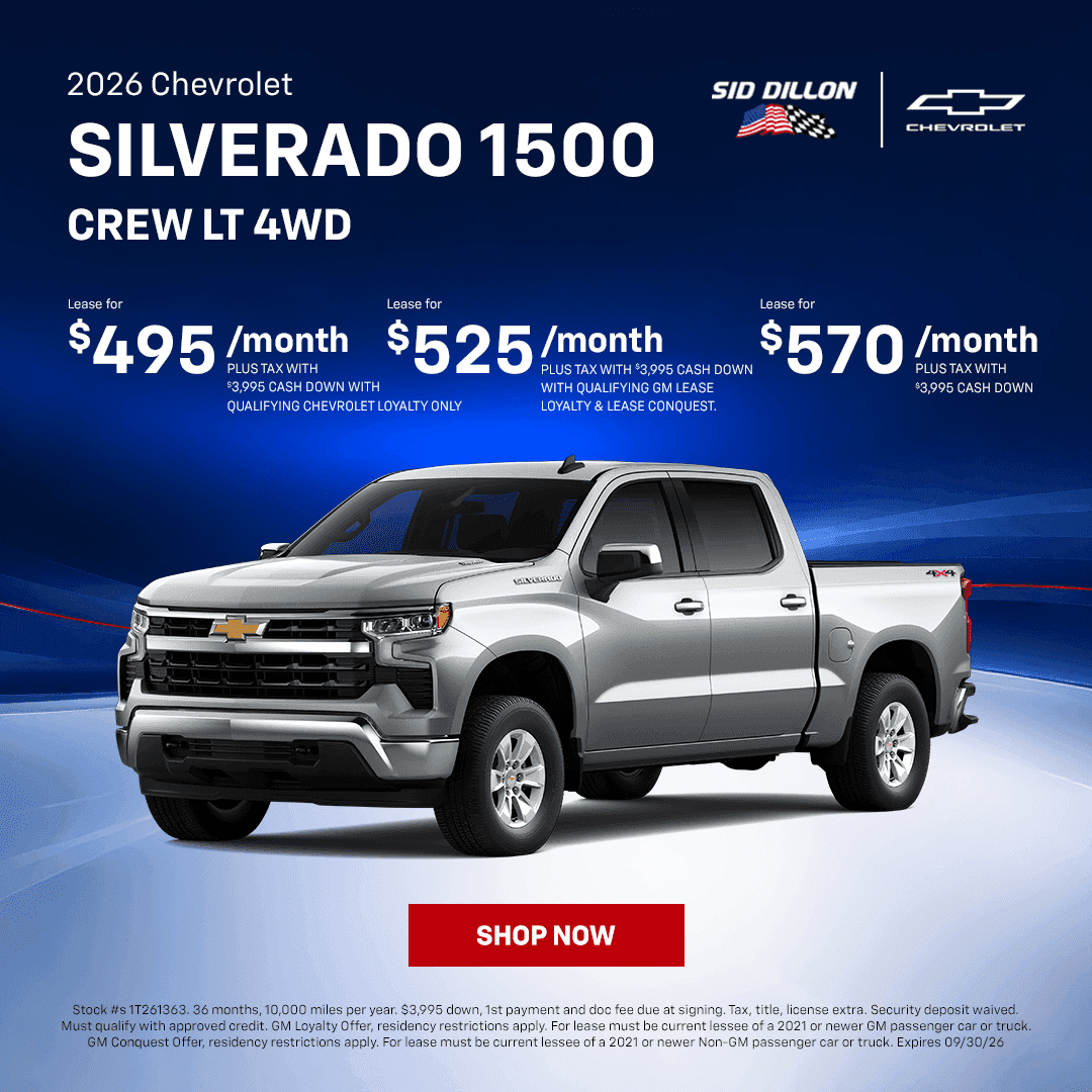 September lease offers on a 2026 Chevrolet Silverado 1500 Crew Cab LT 4WD in Wahoo
